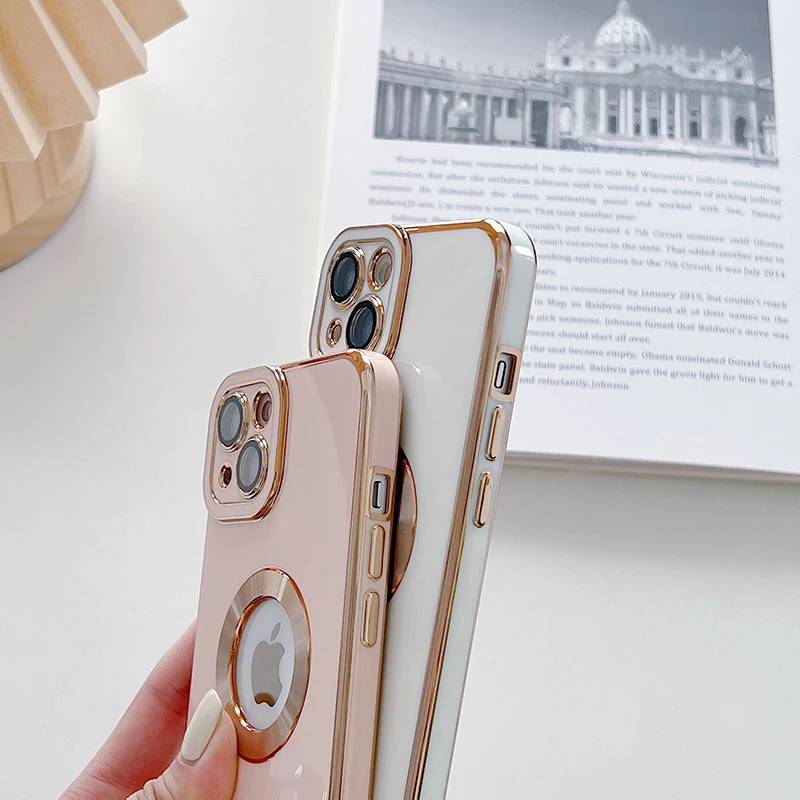 Luxury Fashion Soft Plating Phone Cases For iPhone 14 13 12 11 Pro Max 14 Plus Hollow Out Silicone Protective Cover Accessories