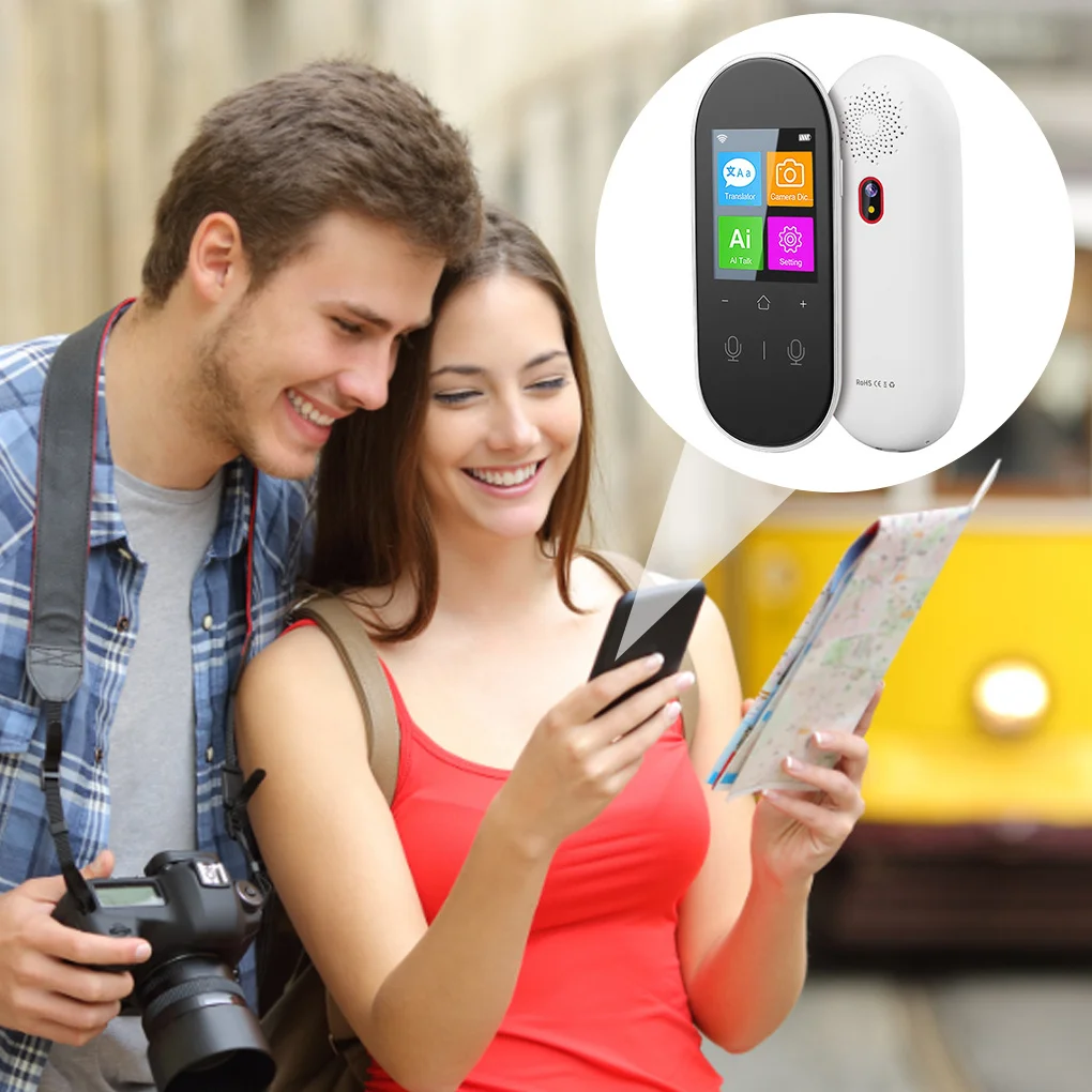 

Portable Rechargeable Language Translator Speaker Interpreter Device School Learning Translation Supplies Gray