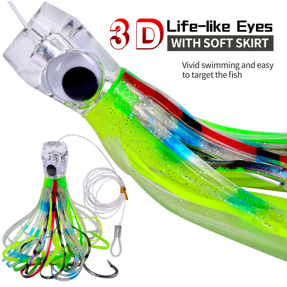 Octopus Skirt Lures Saltwater Fishing Lures Squid Lure Bass Bait With Hook Line Trolling Acrylic Octopus Bait Resin Bionic enlarge