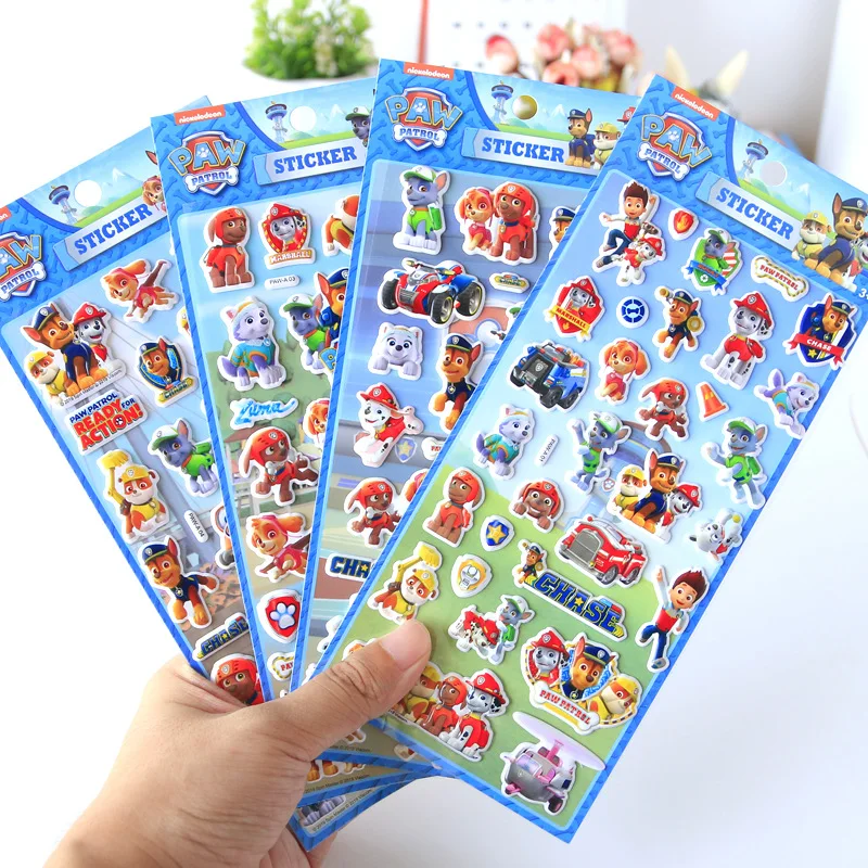 

New Paw Patrol Puppy Dog Toy Cartoon Chase Skye Stickers 3D Dog Patrol Team Bubble Sticker Reward Stickers Kids Toys Gifts