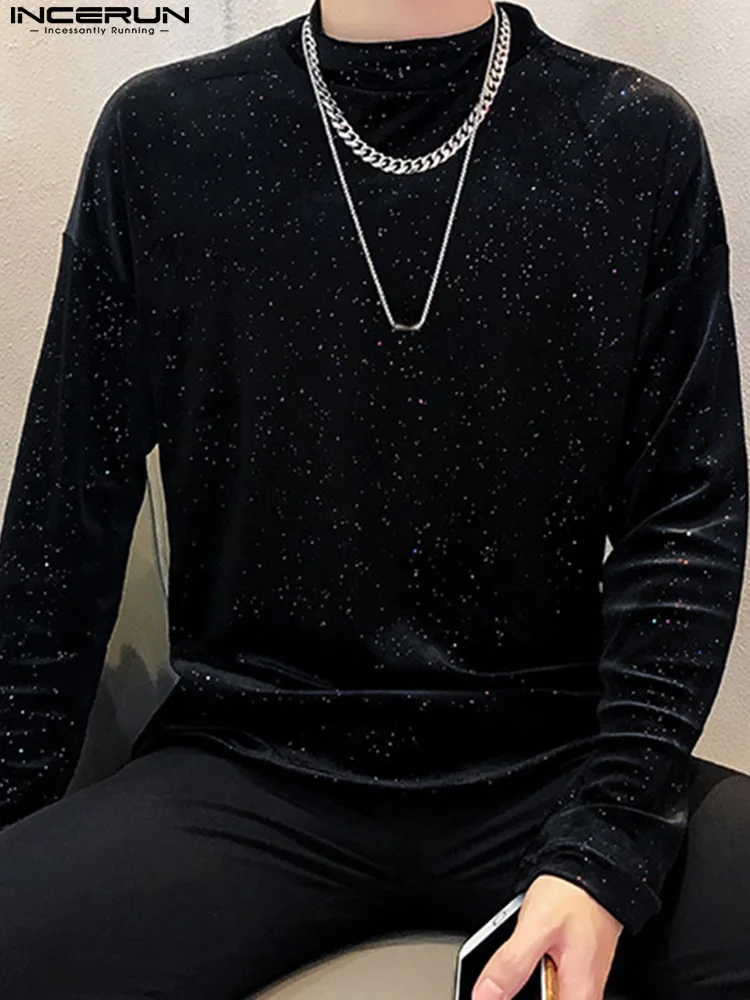 

Handsome Well Fitting New Men Gypsophila Camiseta Casual Male All-match Turtleneck Long-sleeved T-shirts S-5XL INCERUN Tops 2022