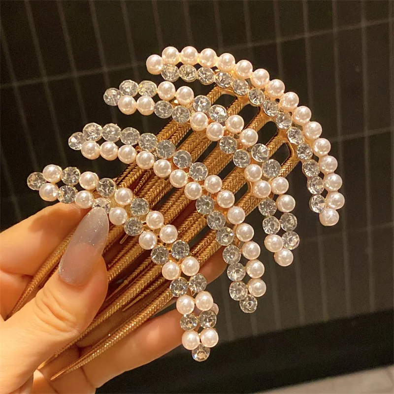 

Lady Women Teeth DIY Metal Hair Comb Claw Hairpins for Wedding Jewelry Makeup Rhinestone Pearl Comb Base Bridal Hair Accessories