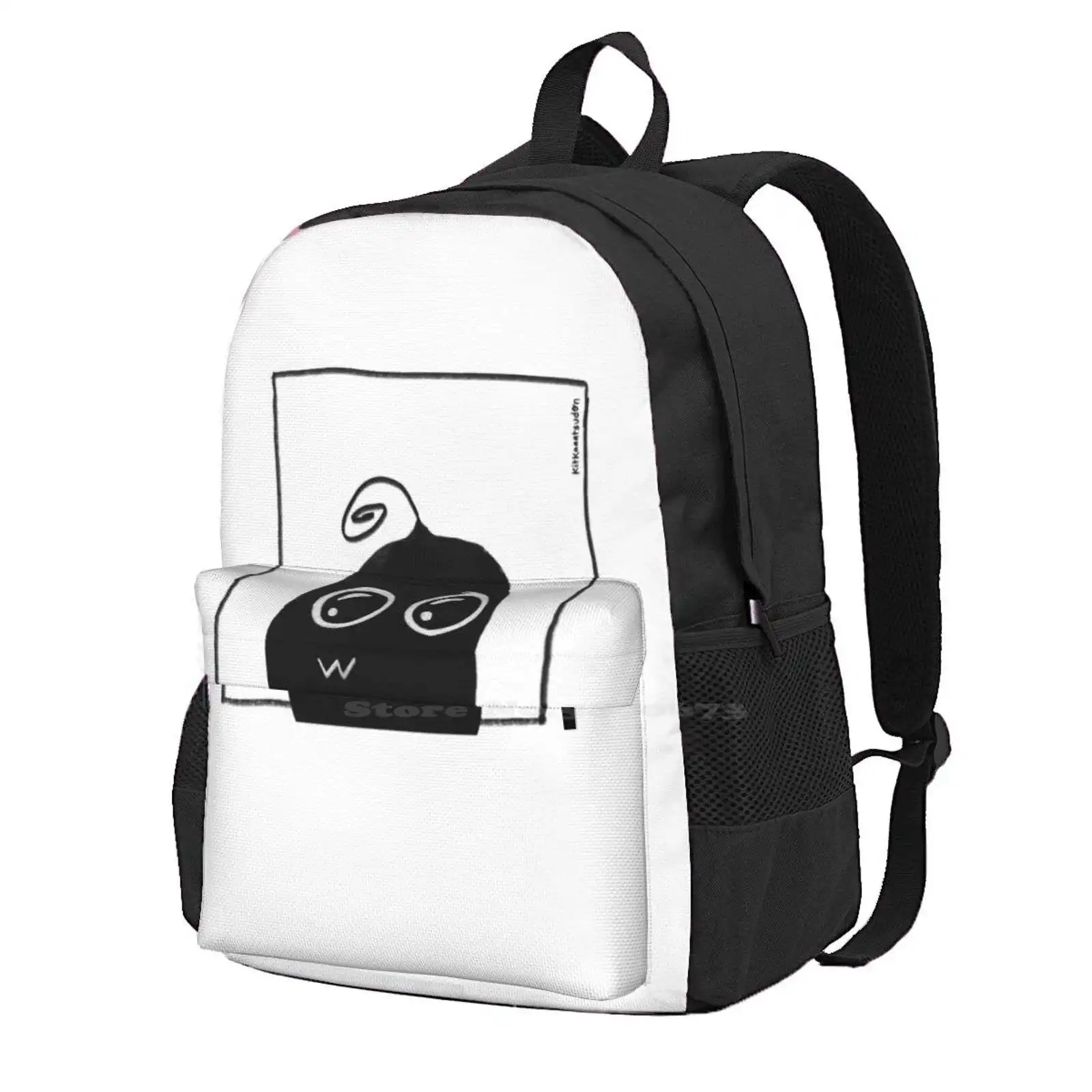 

Stardew Valley Krobus-Googly Eyes / Cute/Sewers/черно-белый рюкзак для студентов, школы, ноутбука, путешествий, сумка, канализатор сг