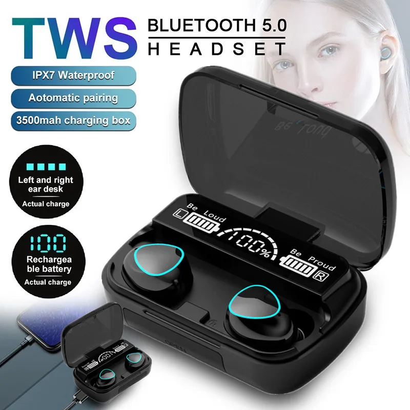 

Наушники M10 TWS Bluetooth V5.0, беспроводные наушники с микрофоном, стерео 9D, спортивные водонепроницаемые наушники, гарнитура