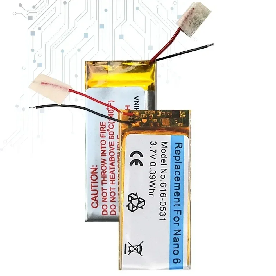 Аккумулятор MP3 616-0531 330 мАч для Apple iPod Nano 6 Nano6 6-го поколения 8 ГБ 16