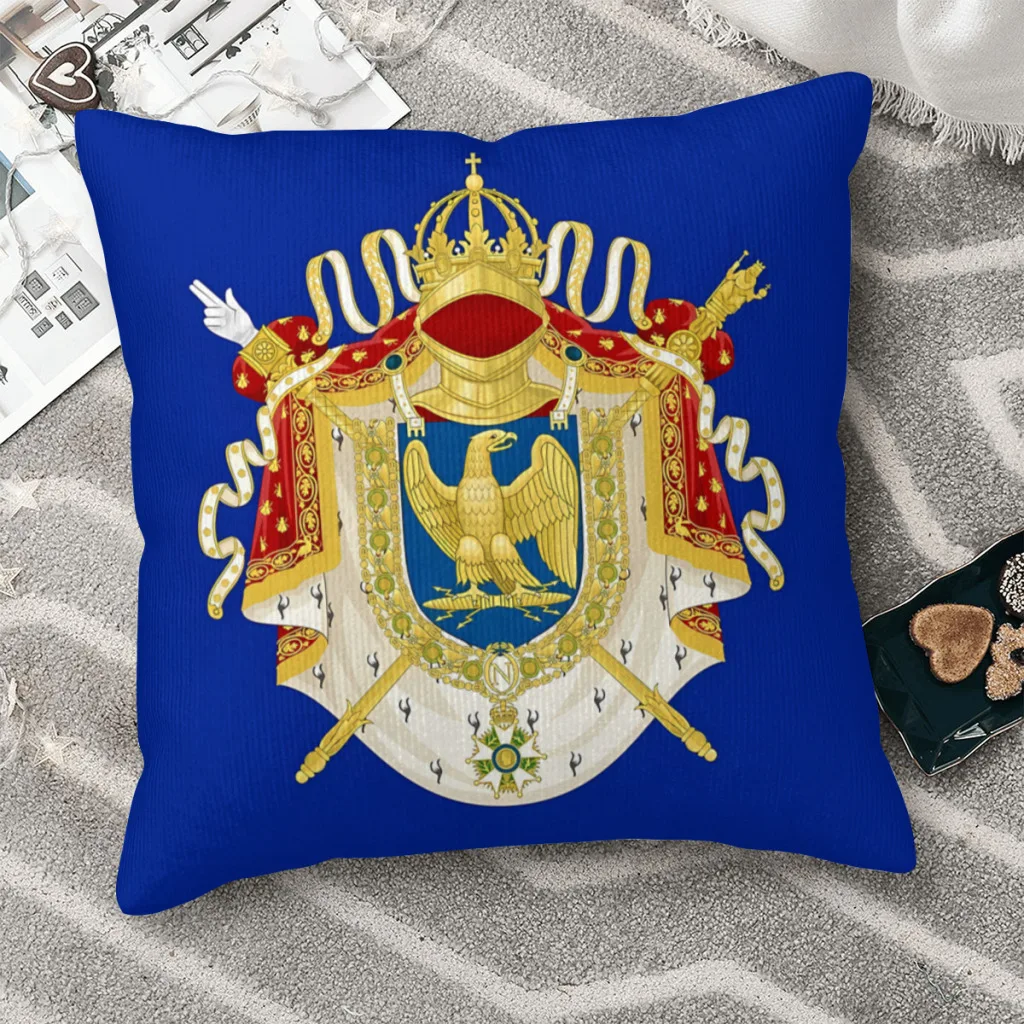 

Bonaparte Coat of Arms Throw Pillow Case French Empire Napoleon Backpack Cojines Covers DIY Printed Reusable Chair Decor