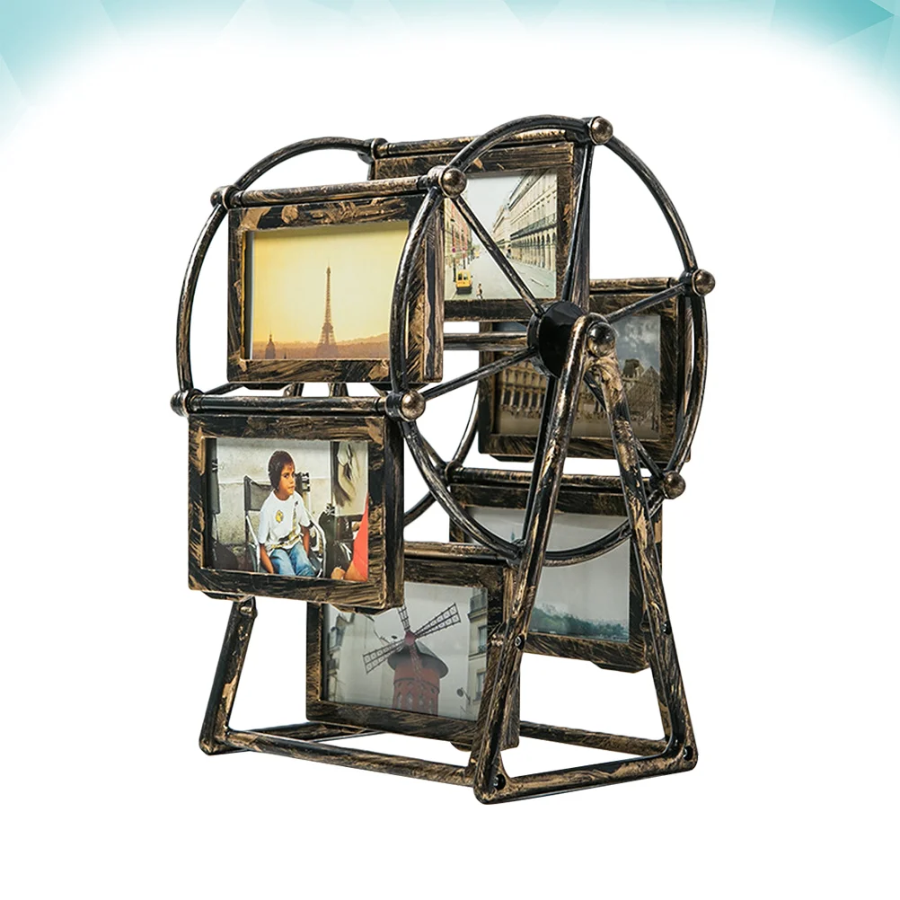 

Tabletop Family Photo Frame Vintage Ferris Wheel Rotatable Windmill Picture Frame Photo Frames Show for Home Office Decor 1pc (