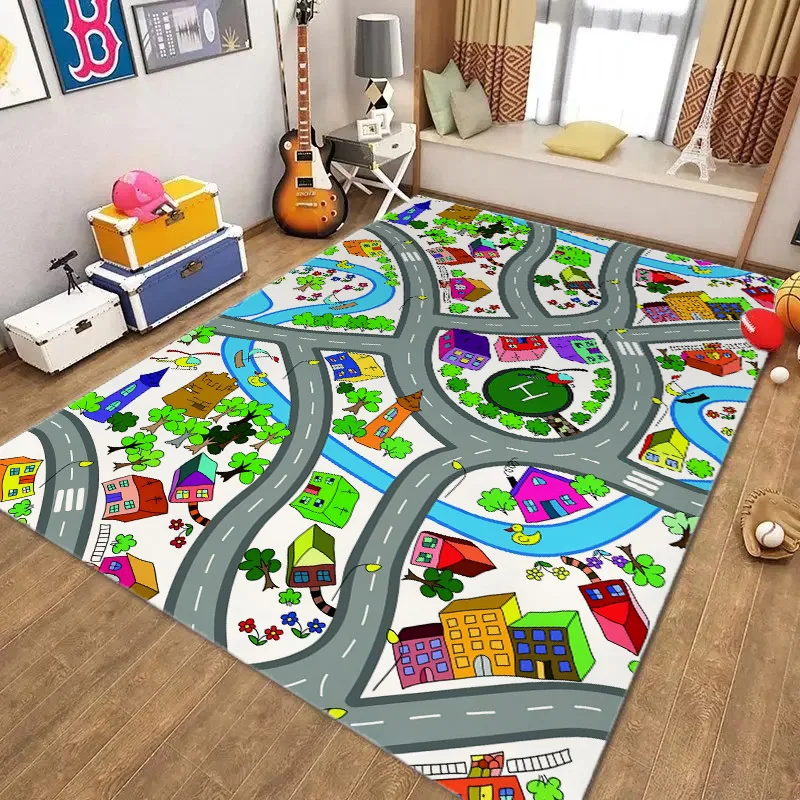 Детский ковер игровой коврик большой с городской жизнью обучающий для
