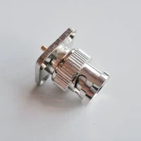 1x pcs q9 bnc male plug 4 hole flange panel mount solder cup 17 5 17 5mm nickel brass rf coaxial adapters