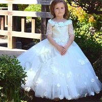 ivory fancy pastrol toddler flower girl dresses half sleeves birthday costumes wedding photography gown customised drop shipping