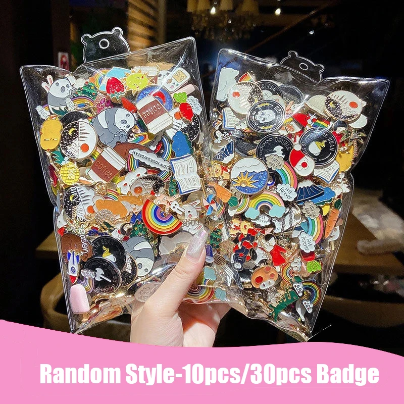 

Fashion Cute Random Badges 10Pcs/30Pcs Ins Personalized Badge Pins Accessories Cartoon Clothes Bag Pin Metal Small Jewelry Gift