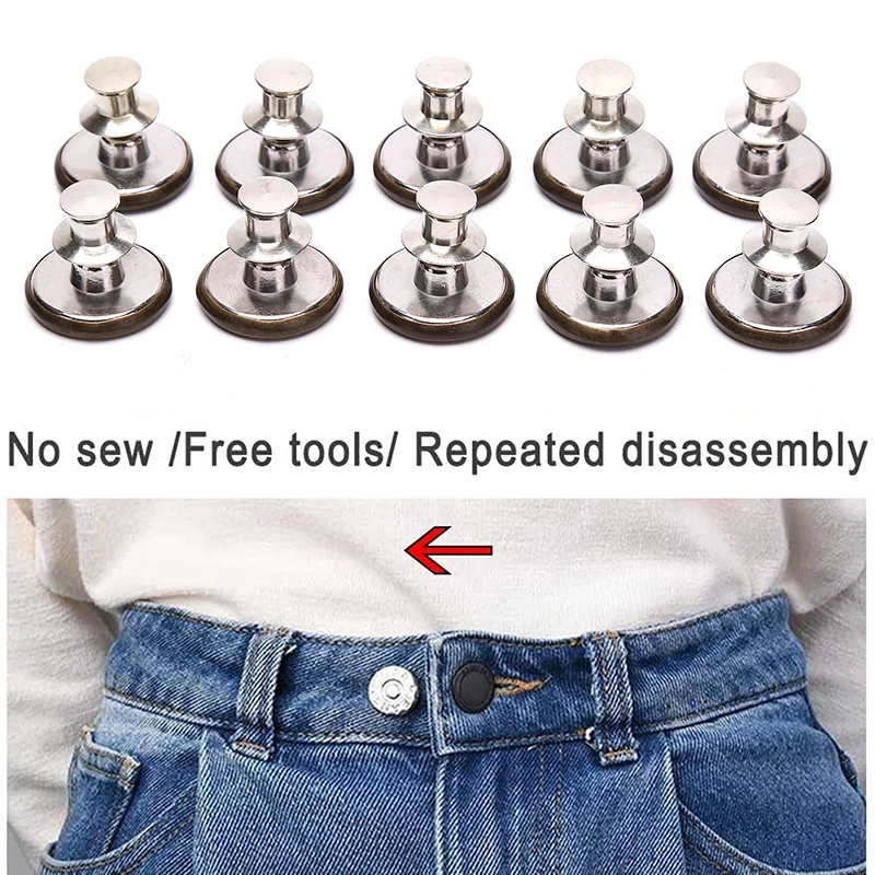 

10pcs Pins for Jeans Instant Jean Button Pins for Pants Replacement Buttons