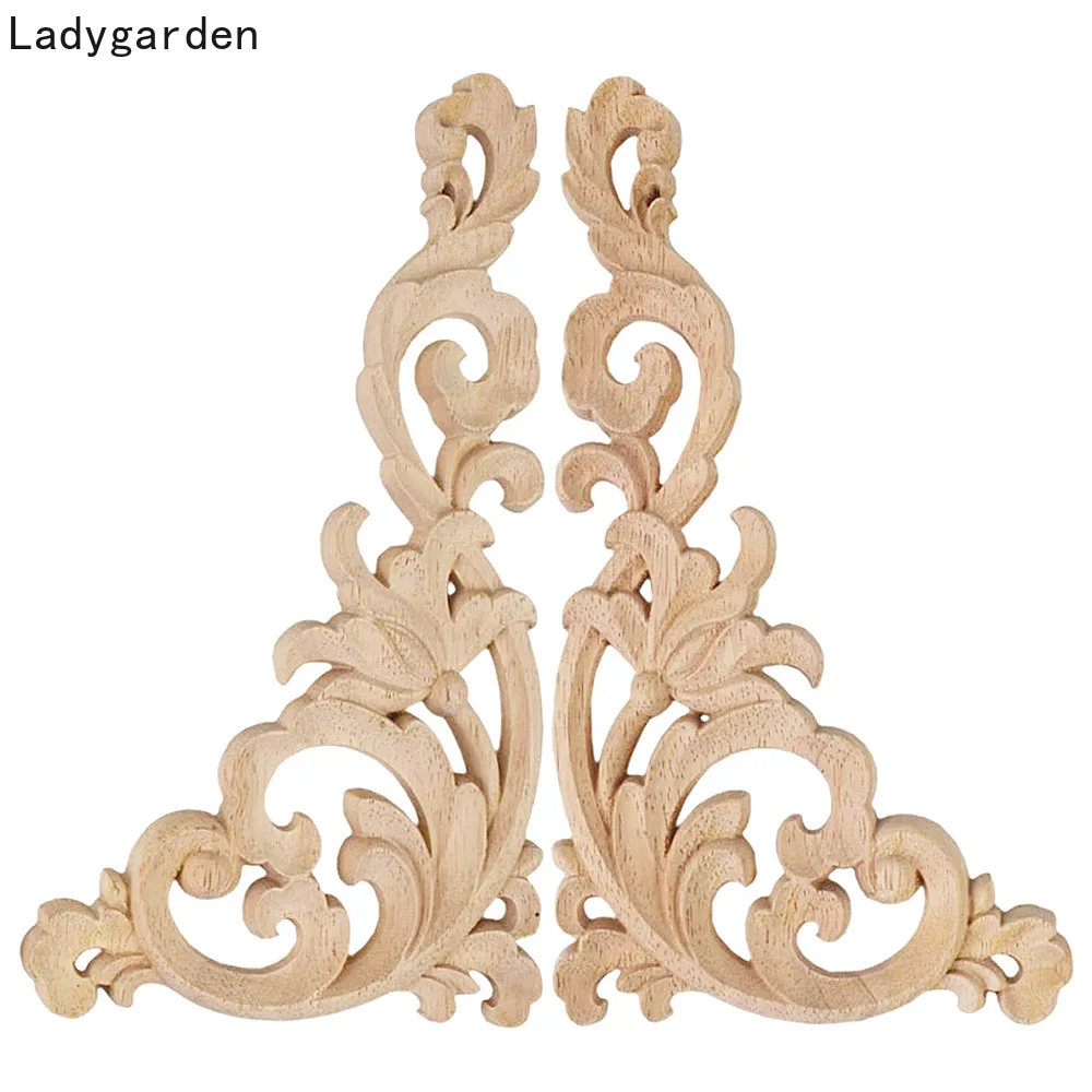 

1PC Vintage Wood Carved Corner Onlay Applique Classic Furniture Wood Carving Craft Home Decoration Accessories Figurines