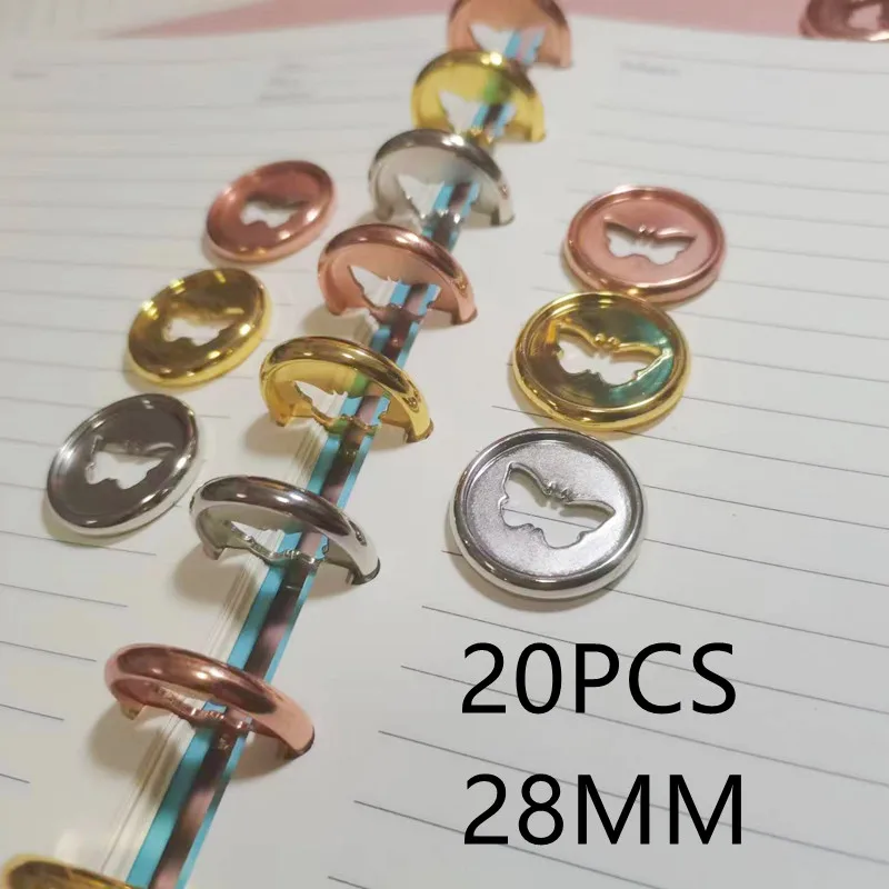 20 шт. 28 мм Qlastic покрытая кольцевая пряжка с отверстием в виде гриба бабочки блокнот с рисунком кнопка для ноутбука диска