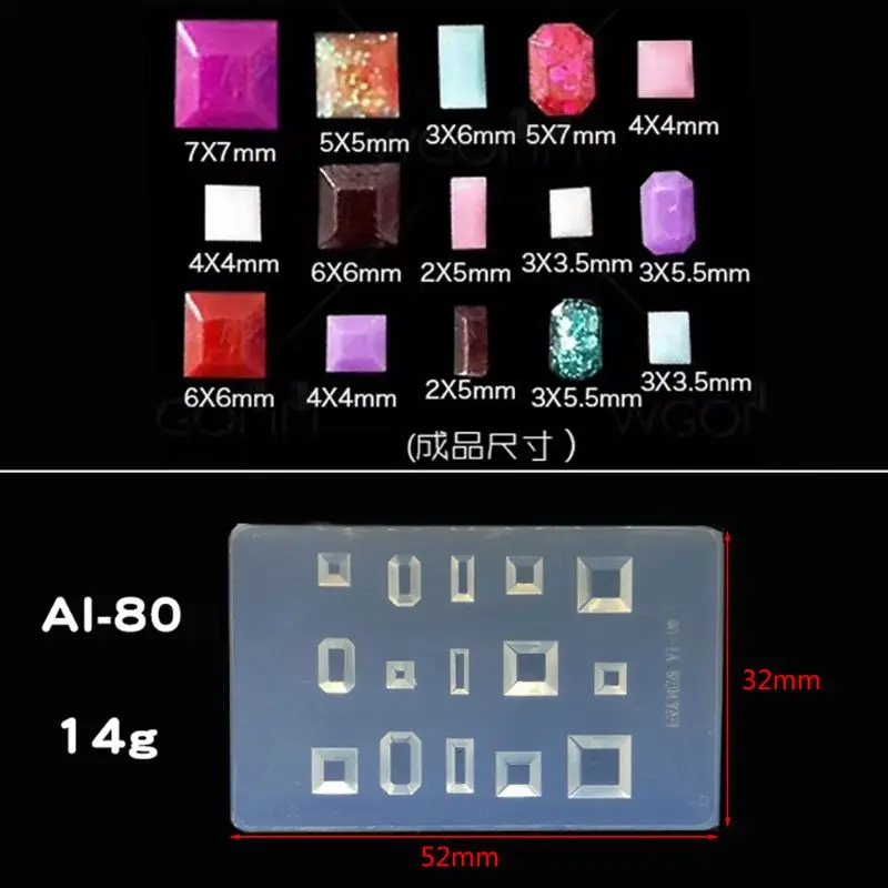 

DIY Nail Art Silicone Epoxy Mold Face Square Diamond Wings Jewelry Crafting Mould for Luggage Tags Bag Accessories 918F