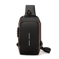 Men's Waterproof USB Crossbody Bag Password Lock Anti-theft Shoulder Sling Bags Multifunction Travel Messenger Chest Pack Bolsas