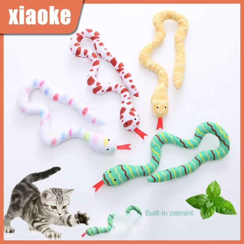 

Wear-resistant Plush Toy Snake Skin-friendly Wool Fabric Bite-resistant Rod Mouse Toy Small Snake Shape Add Catnip Inside Catnip