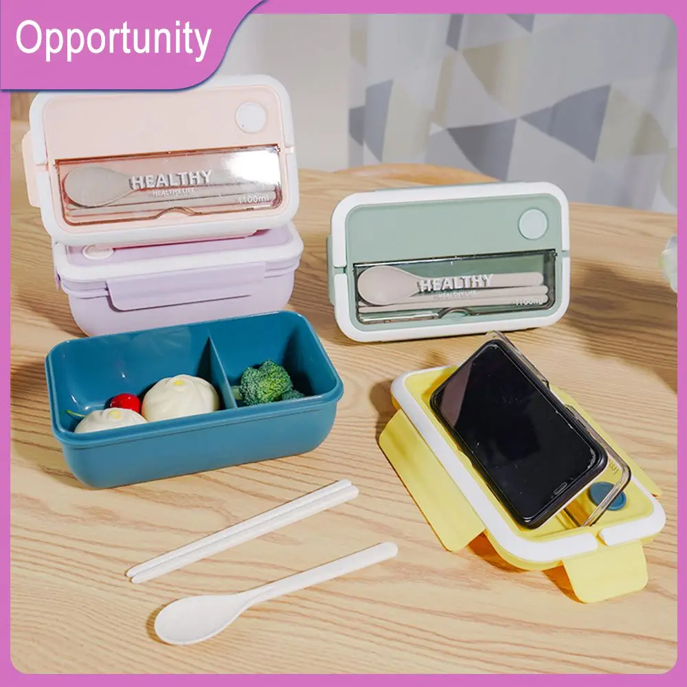 

Microwave Oven Heating Microwave Lunch Box New Plastic Hermetic Lunch Box With Spoon Chopsticks Children Student Bento Box