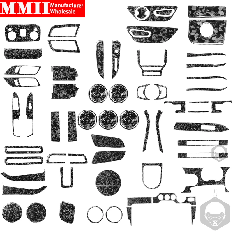 

For Ford Mustang 2015-2020 Carbon Fiber Full Set Door Handle Steering Wheel Center Air Outlet CD Trim Sticker Car Accessories