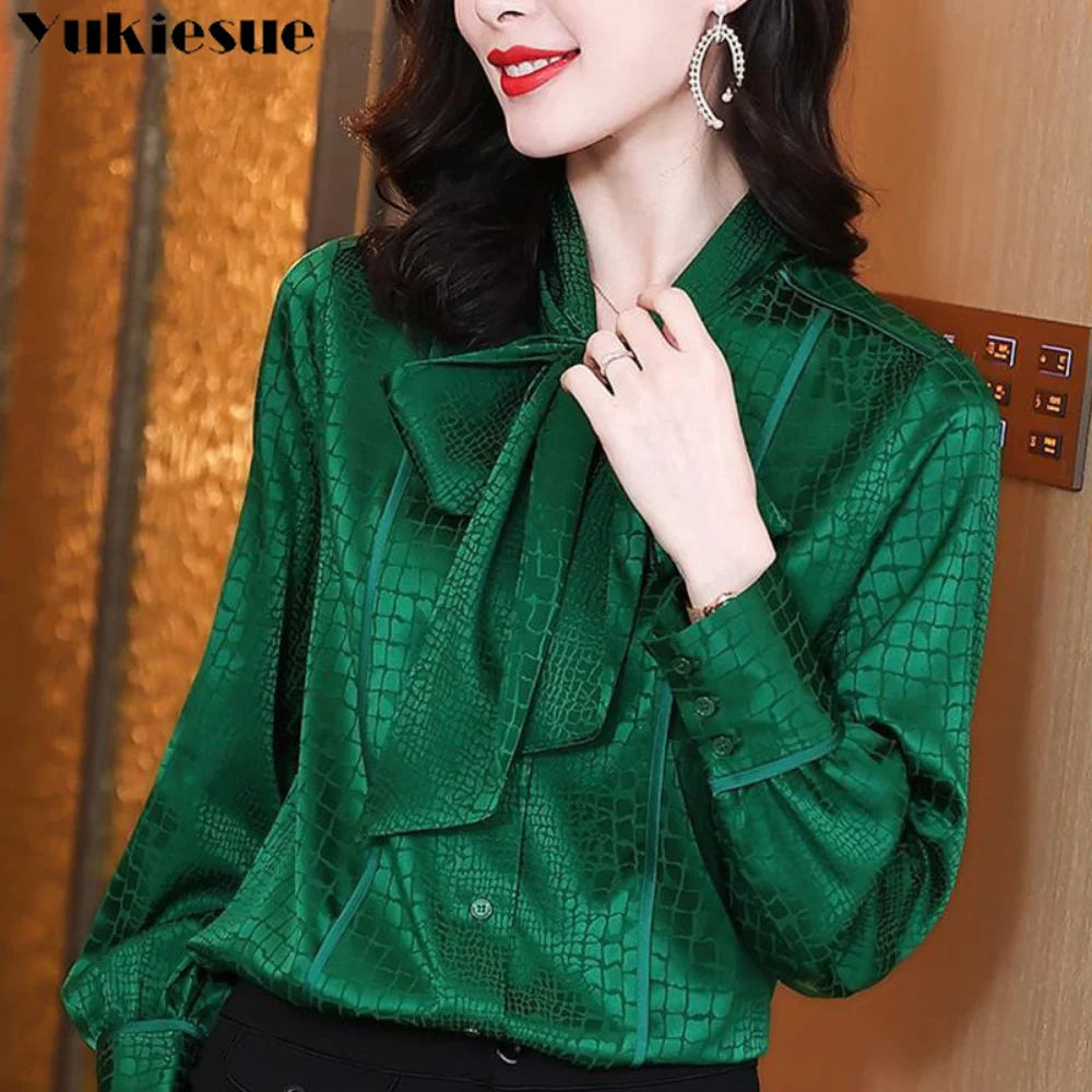 

Рубашка женская шифоновая с длинным рукавом, простой свободный однотонный топ в стиле Харадзюку, на шнуровке, Элегантная Модная блуза в Корейском стиле, весна-лето