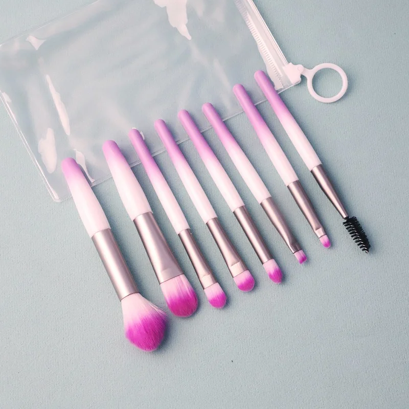 

Graduated Color Makeup Brushes Set Cosmetics Full Set 8PCs Lip Eyeshadow Eyebrow Eyelash Foundation Powder Brush Tools Makeup