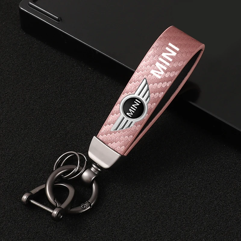 

Car High-end carbon fiber leather keychain jewelry For mini cooper R50 R52 R53 R55 R56 R57 R58 R59 R60 R61 F54 F56 F57 F60