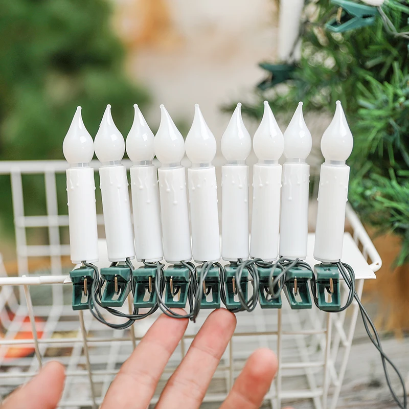 10/20 светодиодных рождественских свечей с зажимами беспламенная свеча на