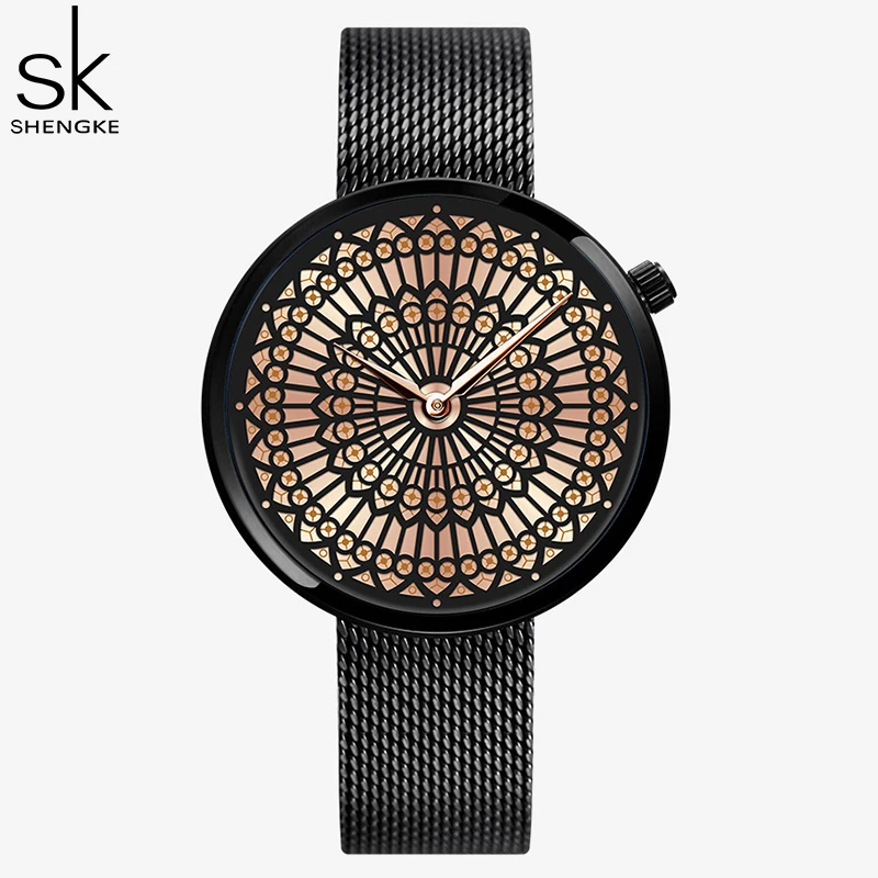 Relogio Feminino Shengke Creative Design Women Watches Fashion Dress Quartz Wristwatches Stainless Steel Lady Waterproof Clock enlarge