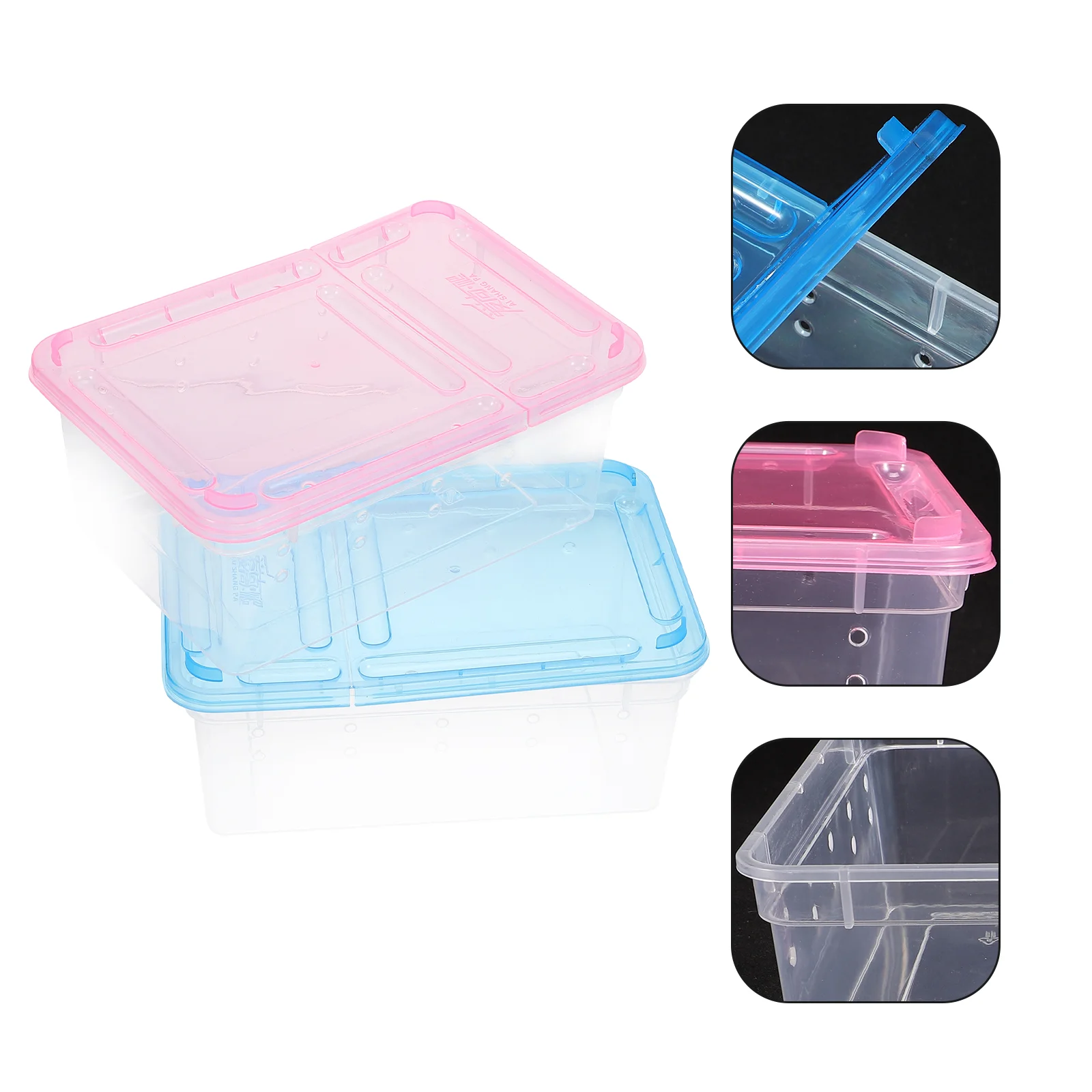 

2pcs Silkworm Baby Feeding Boxes Tortoise Gecko Reptile Breeding Boxes