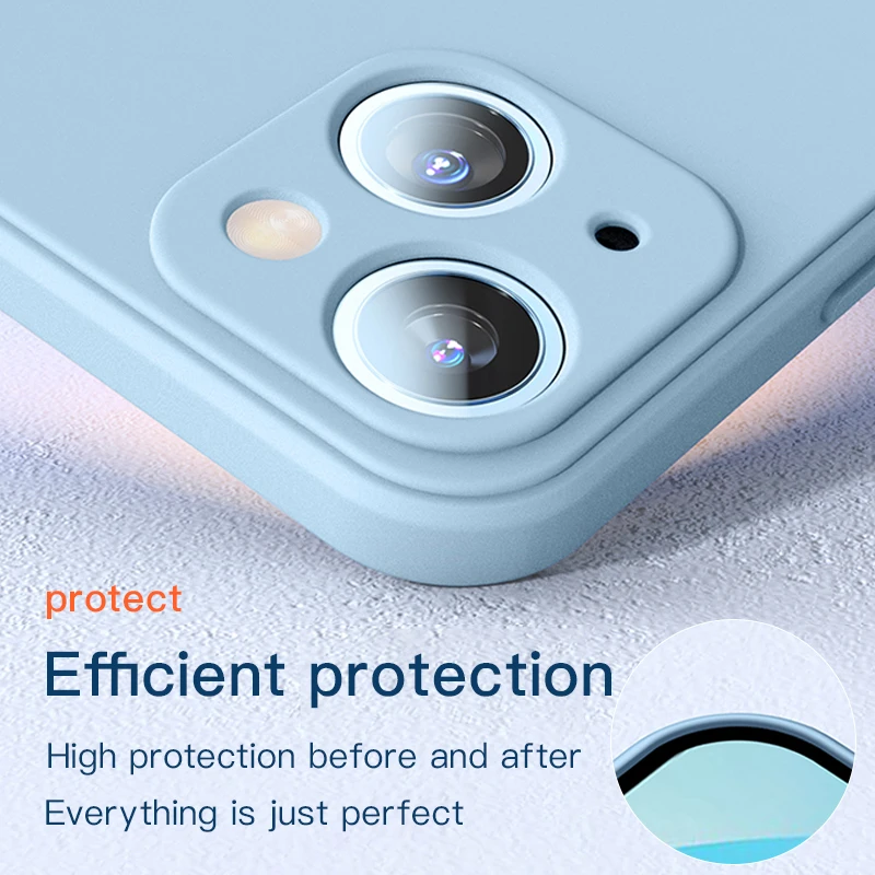 3CG New Liquid Soft Silicone Square Phone Case For iPhone 14 11 12 13 Pro XS XR Max Mini 7 8 SE 2 X Plus Shockproof Back Cover