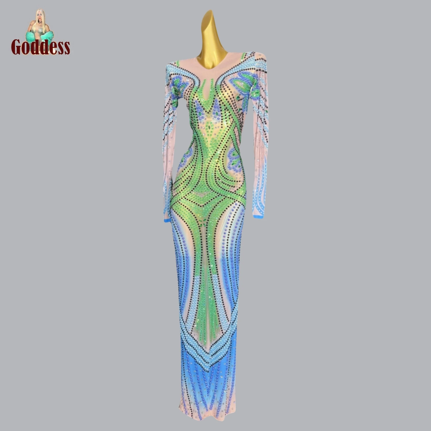 Блестящие разноцветные стразы сексуальное кривое праздничное вечернее платье