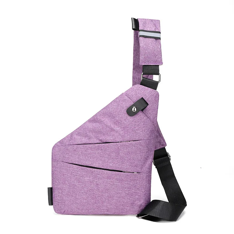 Фиолетовые многофункциональные нагрудные сумки противоугонные одинарные через
