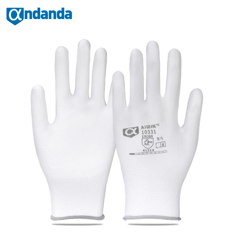 

Andanda 1/2/5/6/10/12/24 Pairs Work Gloves Polyester PU Palm Dip Gloves Safety Supplies Breathable Gloves For Summer Work