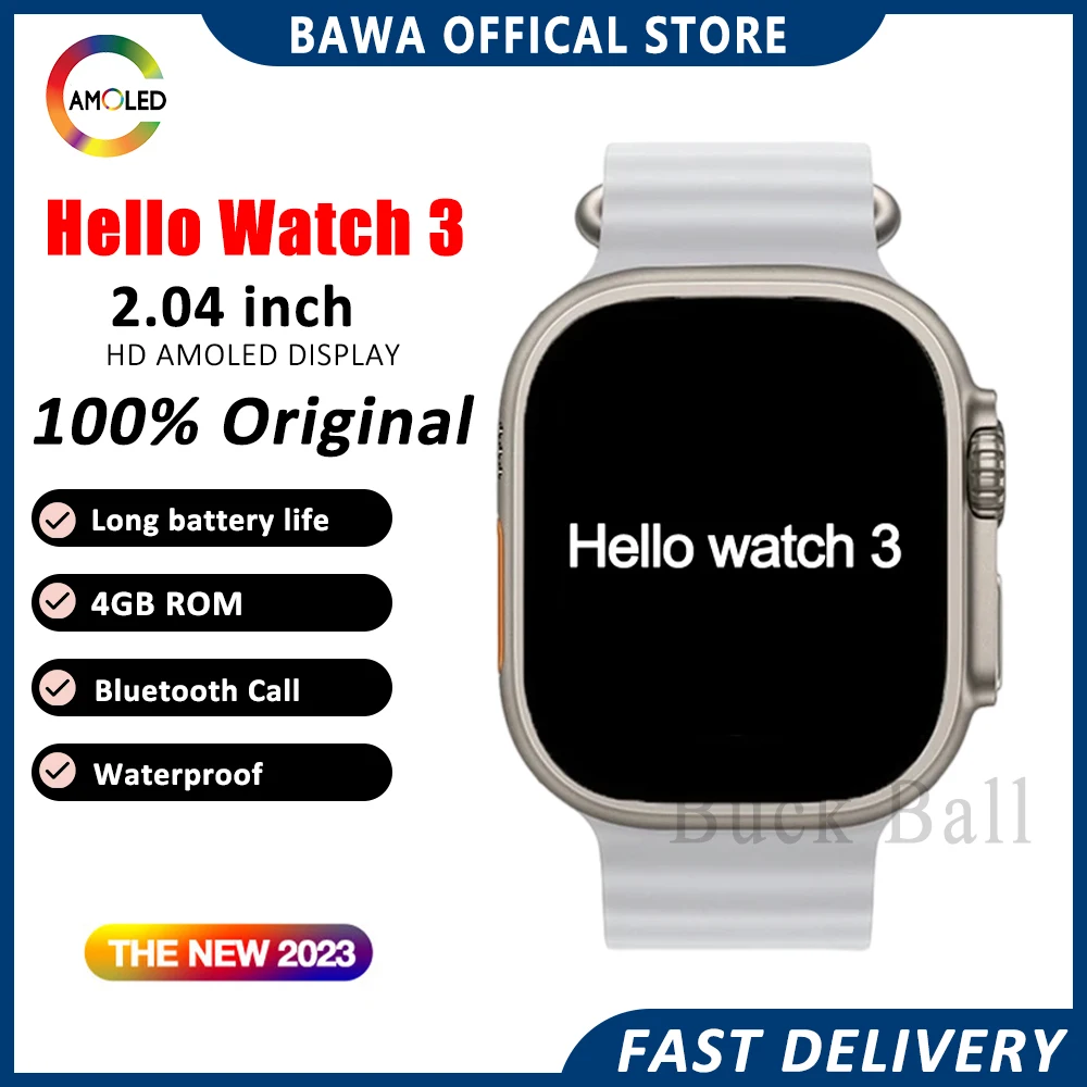 

Смарт-часы Hello Watch 3 серии S9, 2,04 дюйма, Amoled экран, 4 Гб, Bluetooth, звонки, водонепроницаемые, для Ios, Android, подарок