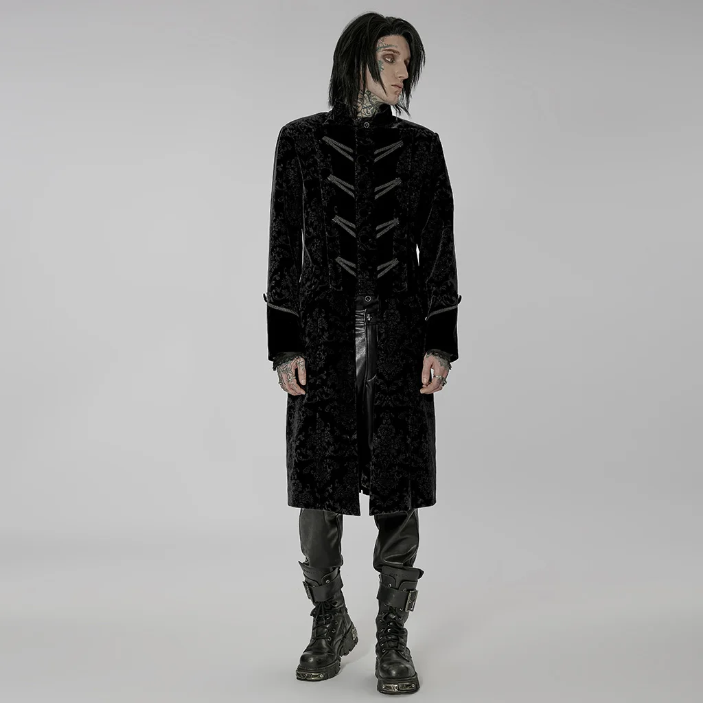

PUNKRAVE мужская куртка великолепное готическое пальто с принтом изысканный однотонный комбинированный воротник подходит для выступлений и вечевечерние