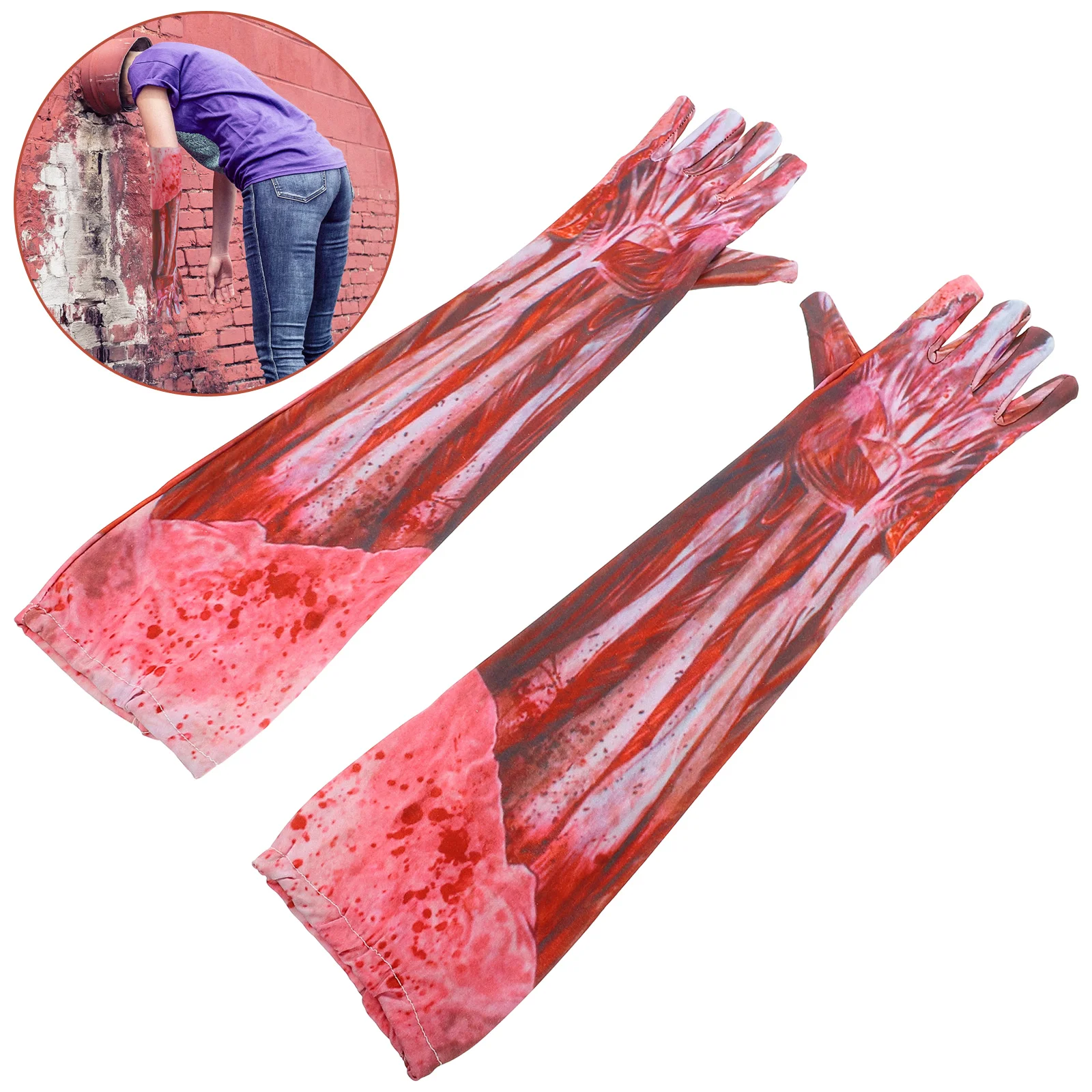 

Muscle Glove Halloween Gloves Clothing Set Accessory Fabric Blood Stained Party Cosplay Decor