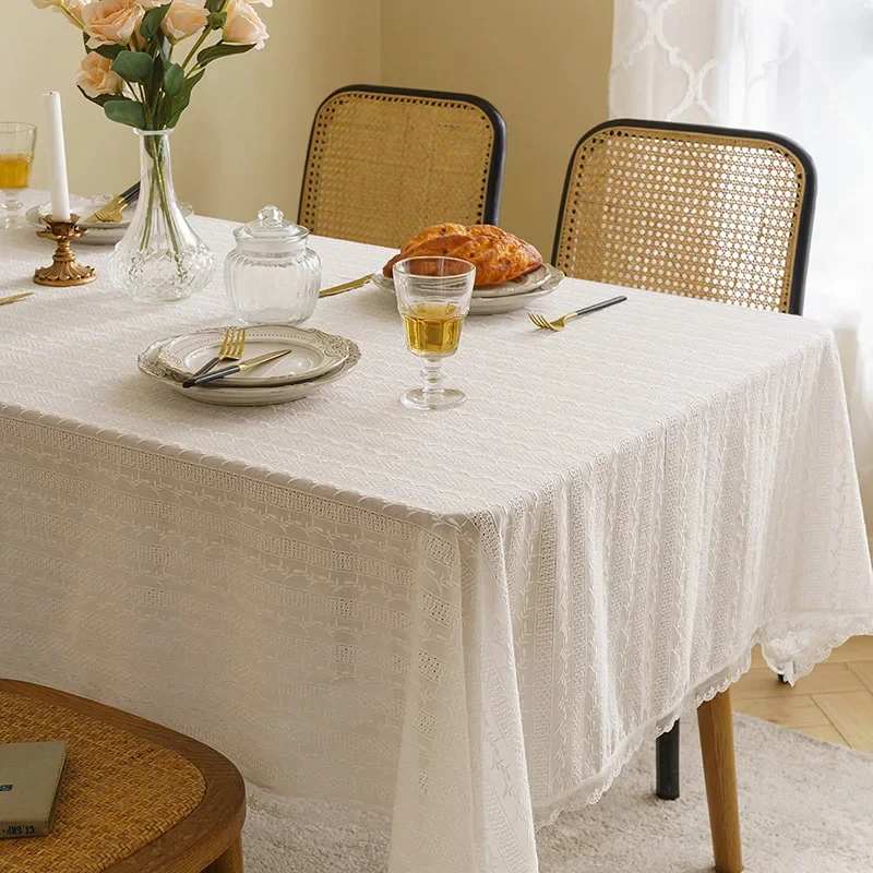 

Пасторальная скатерть из хлопка и льна, прямоугольная скатерть для обеденного стола, скатерть для чайного столика с простыми кисточками для домашнего использования