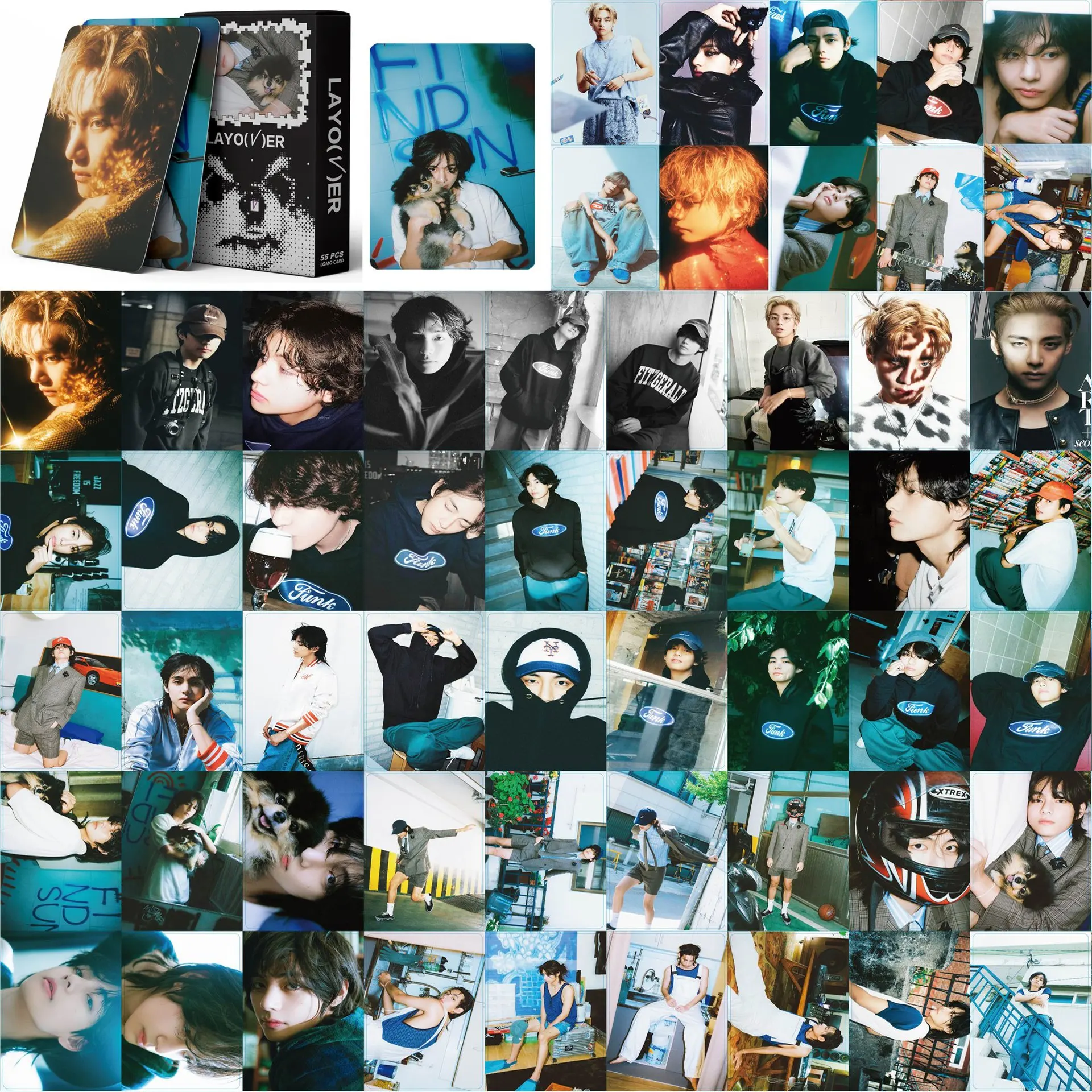 

55 Copies/Set Of Stock Album Cards "LAYOVER" LOMO Card Kim Tae Hyung V Homemade Korean Wave Idol Album Small Card Surrounding V