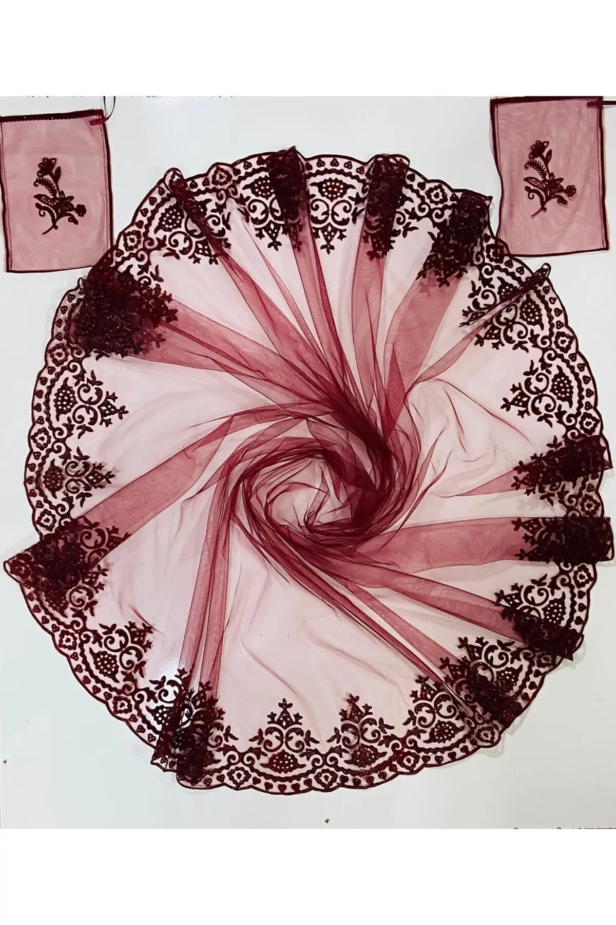 

Bridal Accessories Burgundy Veil Wedding Handmade For Bride And Bridesmaids