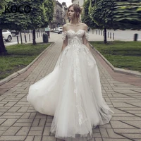macdougal wedding dresses 2022 elegant off shoulder applique sweep train long fairy vestido de novia civil for women custom made