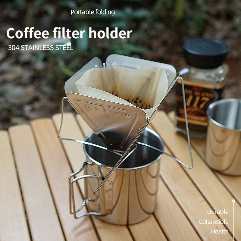 

Coffee Filter Rack Outdoor Camping Portable Stainless Steel Folding Funnel Filter Cup Coffee Stove Coffee Grounds Filter