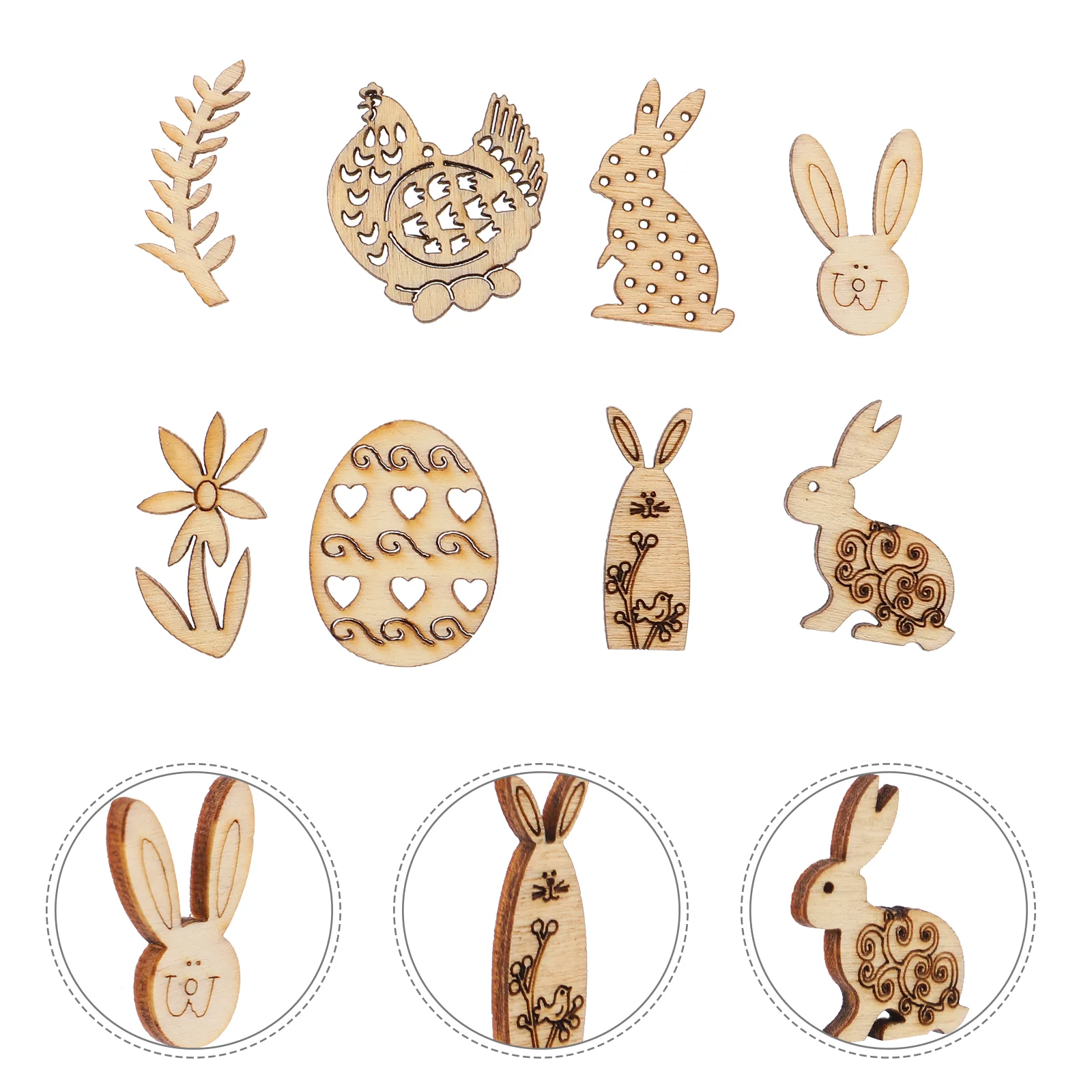 

100pcs Party Supplies Wood Hanging Tags Easter