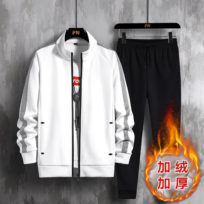 

Plus velvet thick men's casual long-sleeved winter warm suit fashion large size suit men's super soft suit