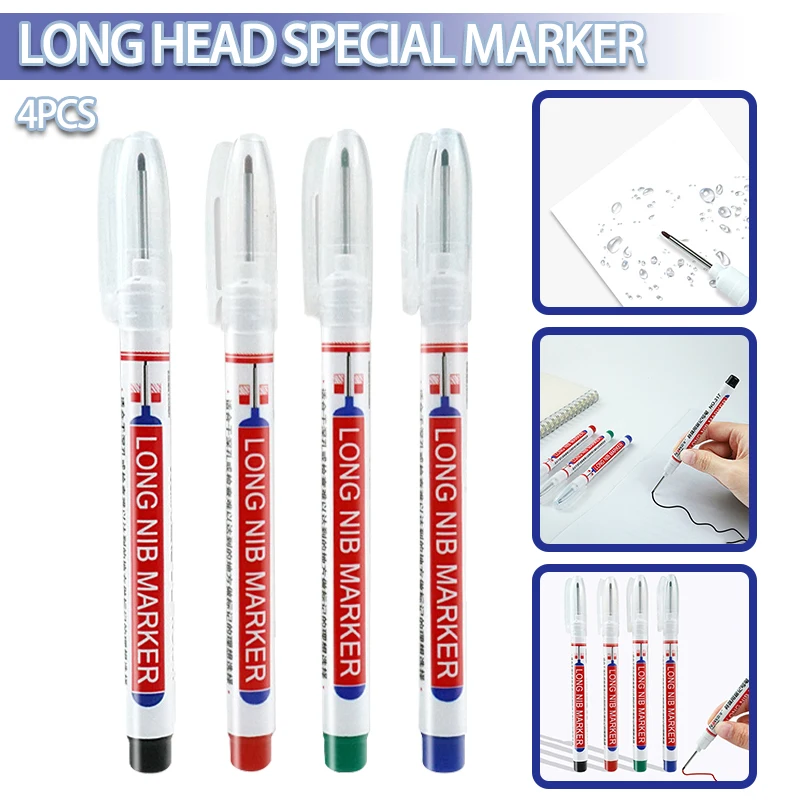 

Mayitr 4 шт. 20 мм длинная головка с глубоким отверстием маркеры для ванной комнаты деревообрабатывающие декоративные маркеры многофункциональные водостойкие маркеры