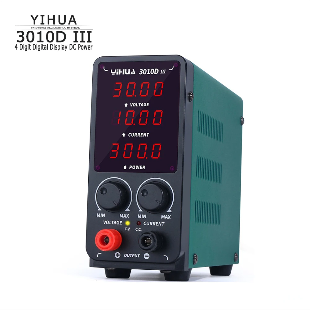 Регулятор напряжения YIHUA 3010D, регулируемый 4 цифровых дисплея постоянного тока для ремонта телефонов, 30 в, 10 А, стабилизированный источник питания