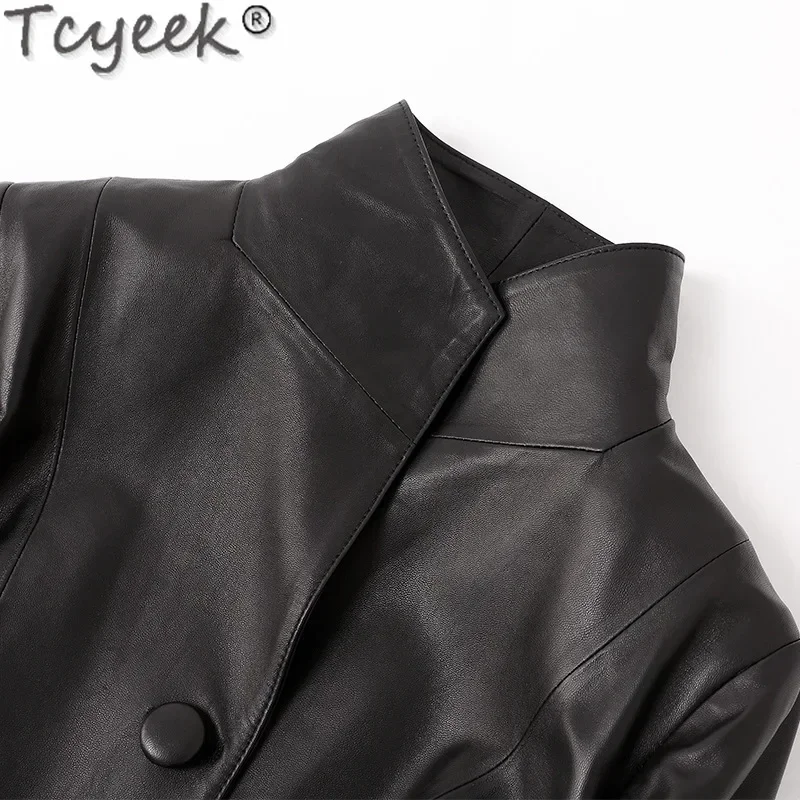 Tcyeek женские дубленки из натуральной кожи куртка женский плащ средней длины