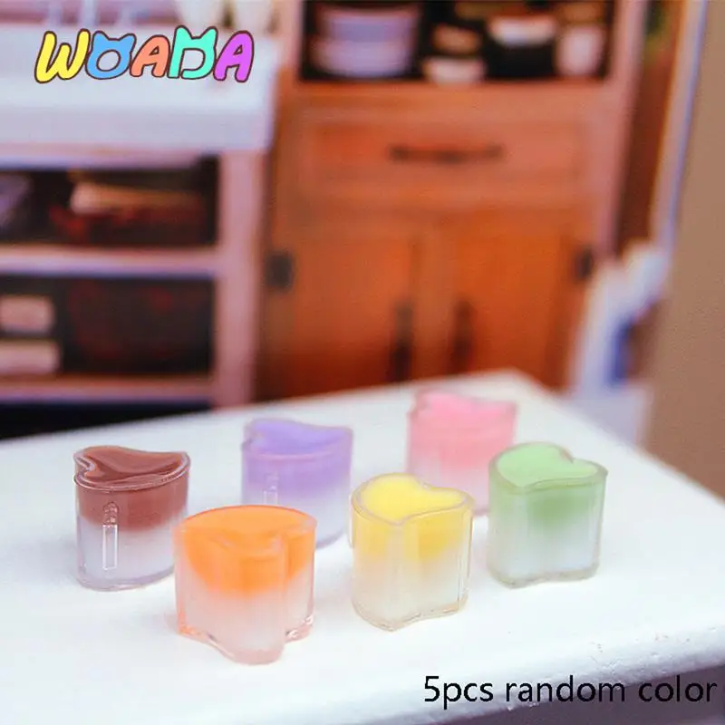 

5Pcs Dollhouse Miniature Simulation Fruit Milk Pudding Toys DIY Accessories Dolls House Kitchen