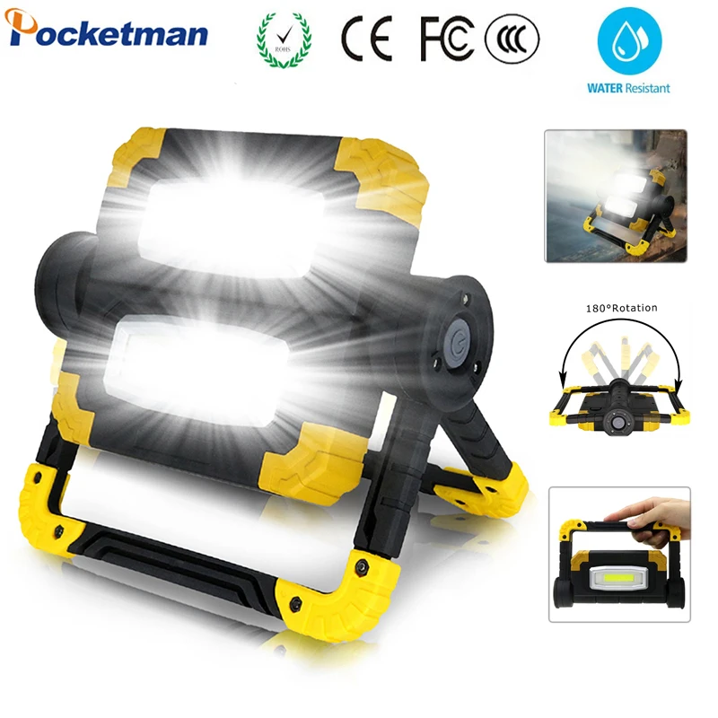 

Pocketman 180W Led Portable Spotlight Searchlight Led Work Light Led Waterproof Work Light use 4*AA Battery For Camping