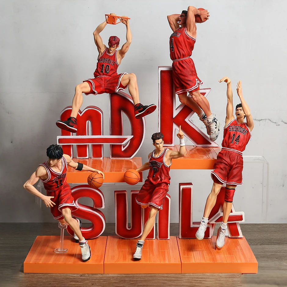 

Slam Dunk Hanamichi Sakuragi Rukawa Kaede Mitsui Hisashi Miyagi Ryota Akagi Takenori GK Statue PVC Collection Model Figure Toy