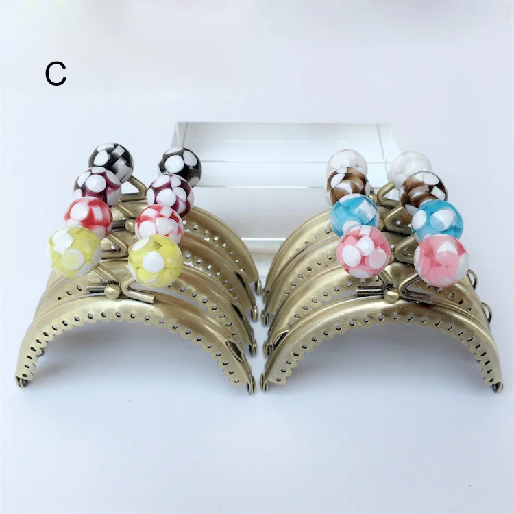 10pcs 8.5cm Round Metal Purse Frame Handle for DIY Making Clutch Bag Handbag Accessories Candy Head Kiss Clasp Lock